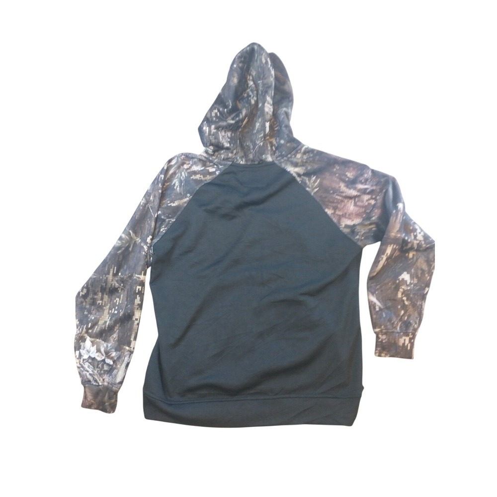 Black Antler Womens XL Hoodie Black Digital Camo Raglan Pullover Fleece Pocket